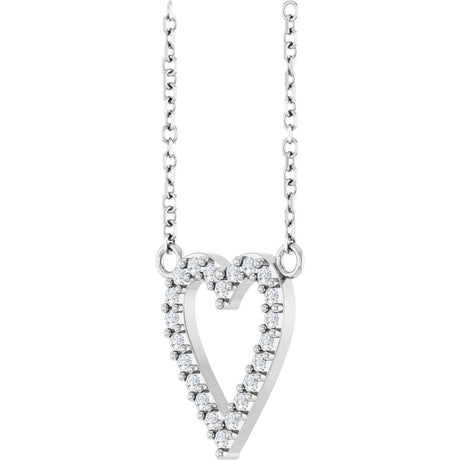14K White Gold 1/6 CTW Natural Diamond Heart 18" Necklace