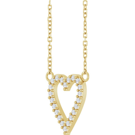 14K Yellow Gold 1/6 CTW Natural Diamond Heart 18" Necklace