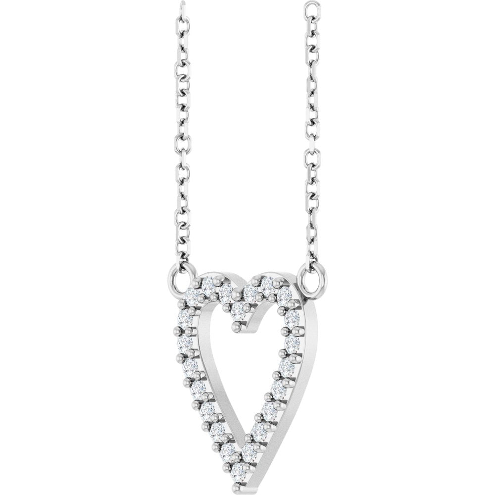 14K White 1/6 CTW Natural Diamond Heart 18" Necklace