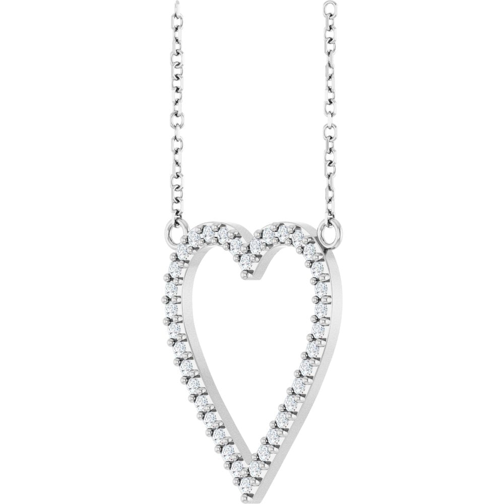 14K White 1/4 CTW Natural Diamond Heart 18" Necklace