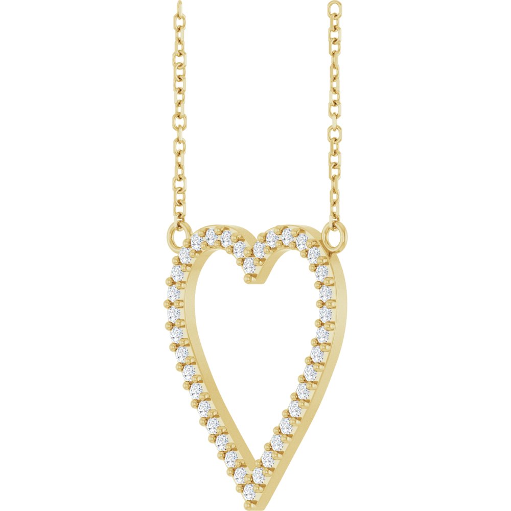 14K Yellow 1/4 CTW Natural Diamond Heart 18" Necklace