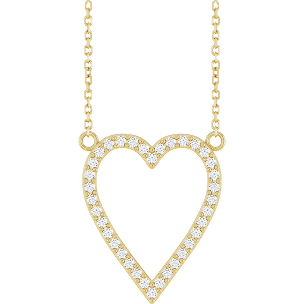 14K Yellow 1/4 CTW Natural Diamond Heart 18" Necklace