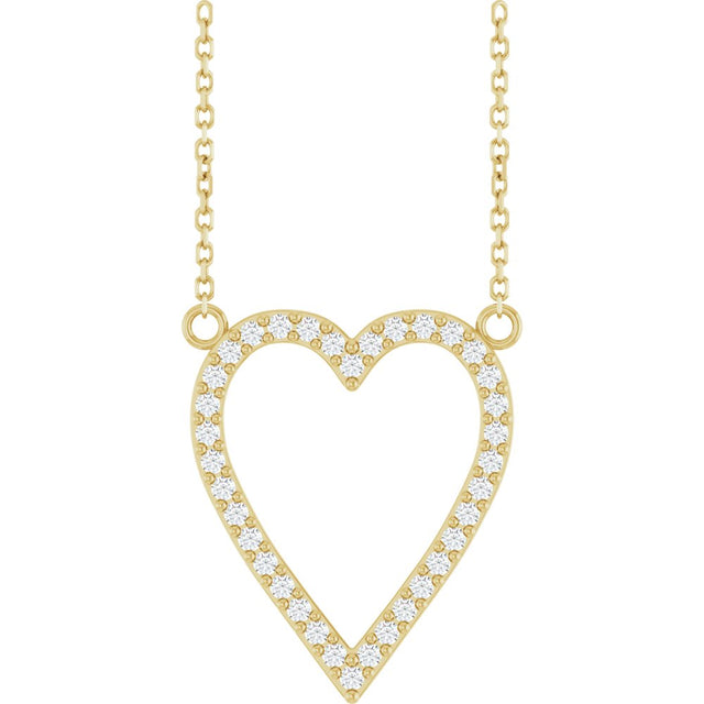 14K Yellow 1/4 CTW Natural Diamond Heart 18" Necklace