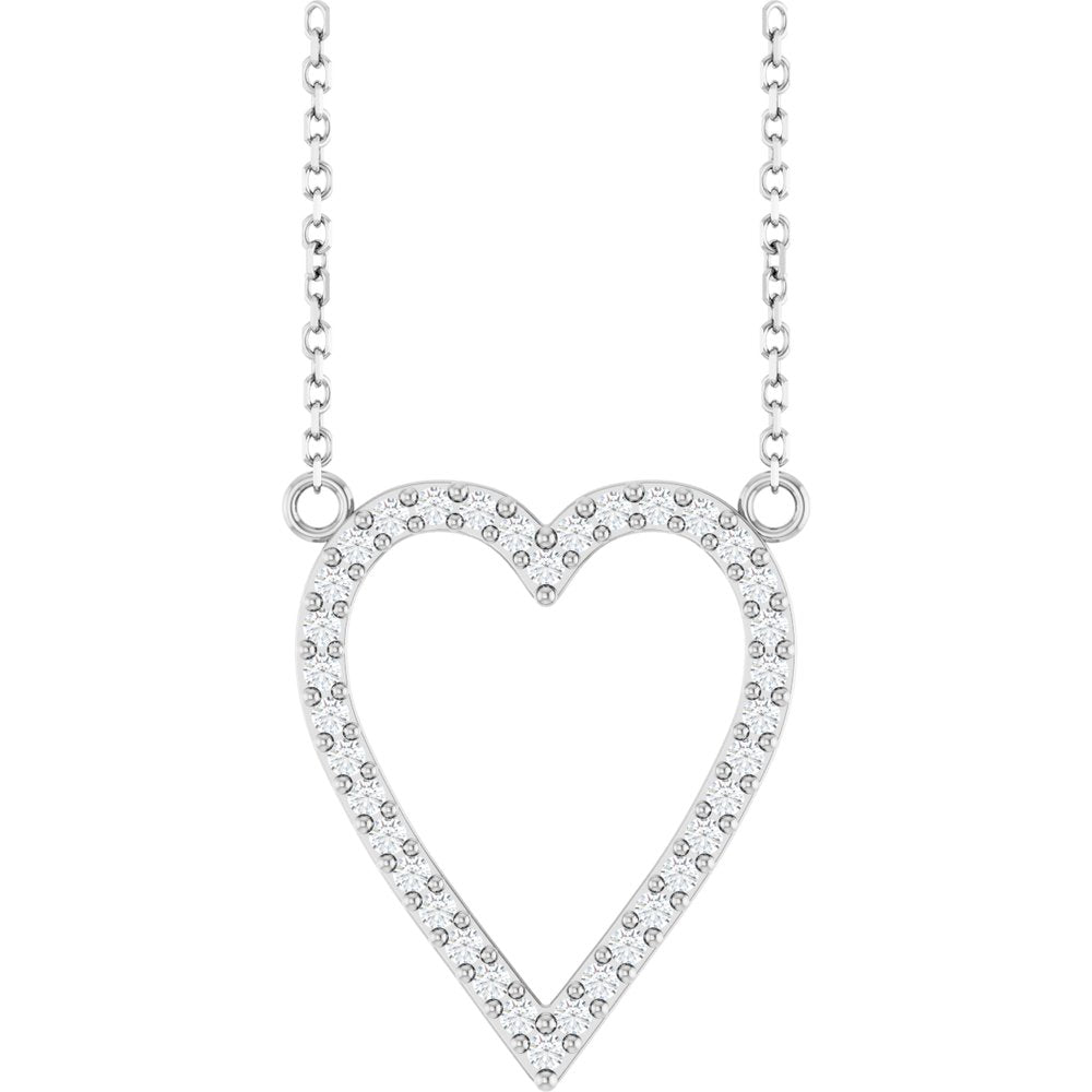 14K White 1/4 CTW Natural Diamond Heart 18" Necklace