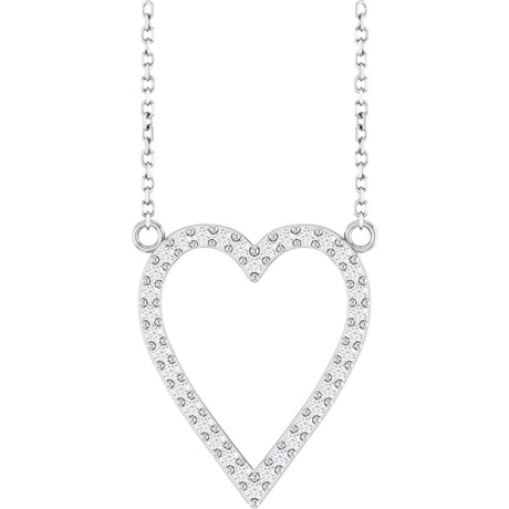 14K White 1/4 CTW Natural Diamond Heart 18" Necklace