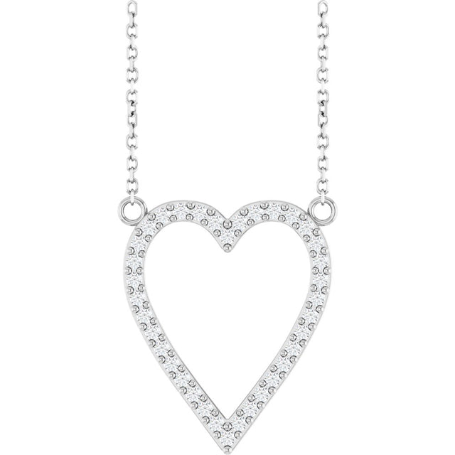 14K White 1/4 CTW Natural Diamond Heart 18" Necklace