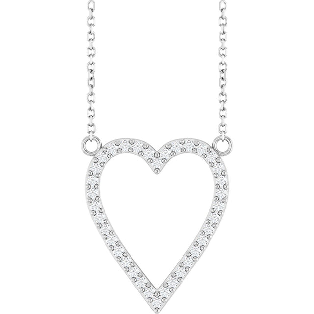 14K White 1/4 CTW Natural Diamond Heart 18" Necklace