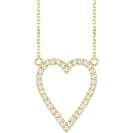 14K Yellow Gold 1/4 CTW Natural Diamond Heart 18" Necklace