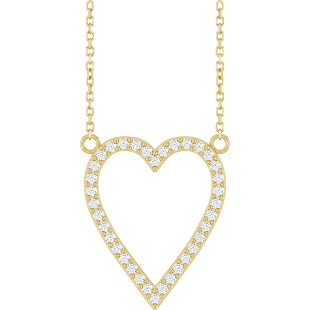 14K Yellow Gold 1/4 CTW Natural Diamond Heart 18" Necklace