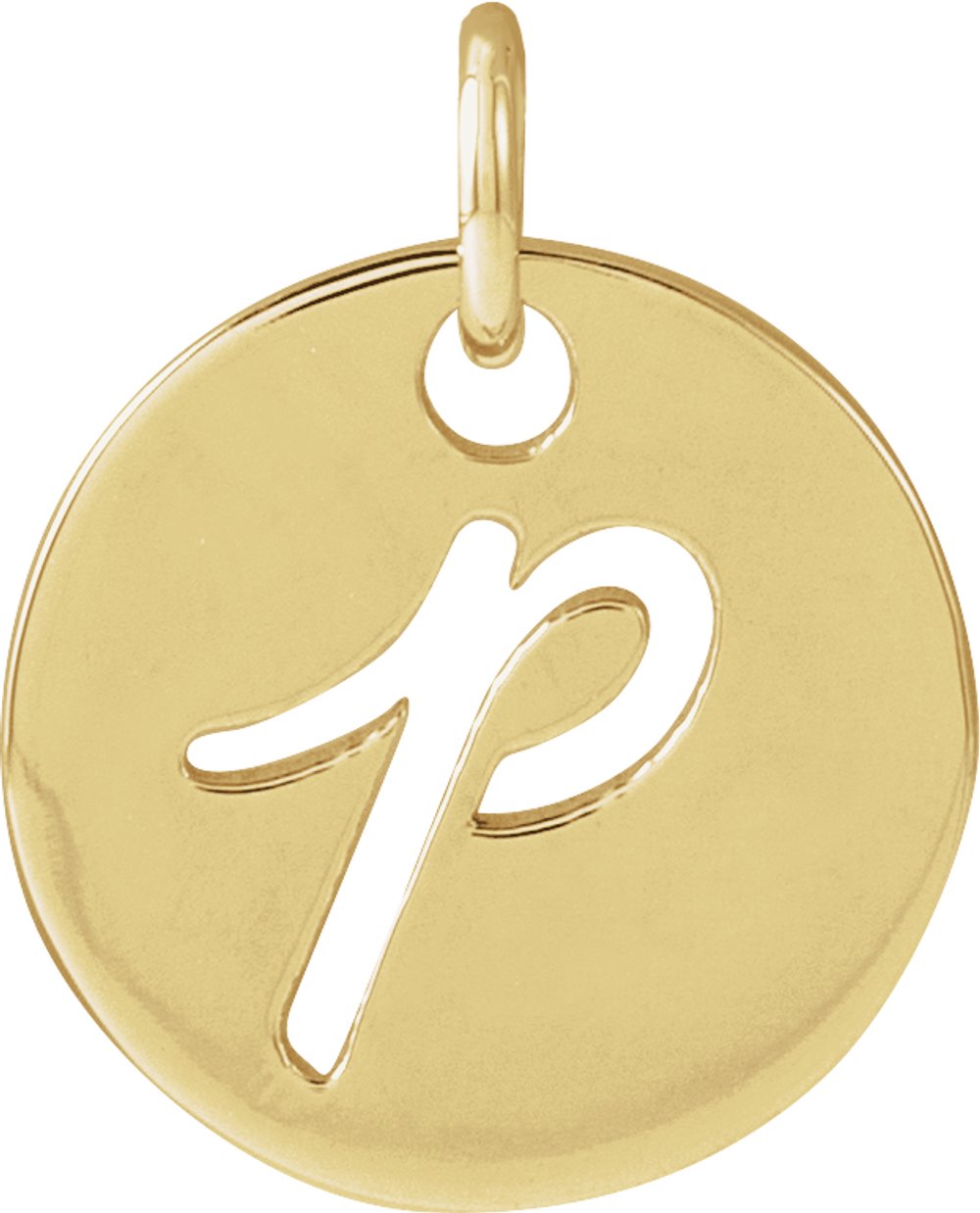 14K Yellow Script Initial P Pendant