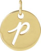 14K Yellow Script Initial P Pendant