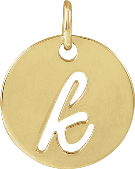 14K Yellow Script Initial K Pendant