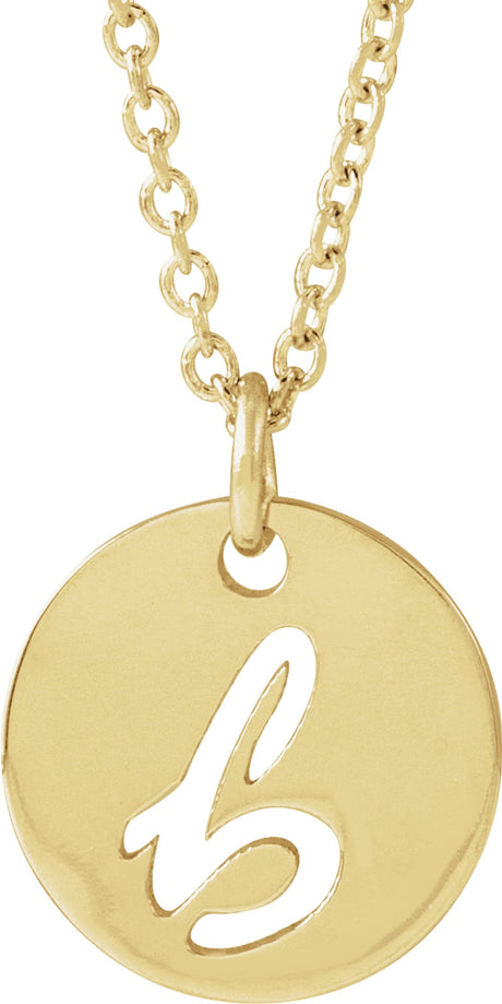 14K Yellow Script Initial B 16-18" Necklace 