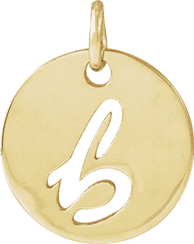 14K Yellow Script Initial B Pendant