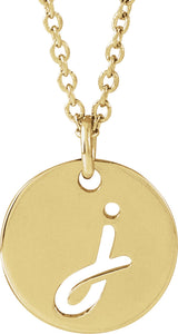 14K Yellow Script Initial J 16-18" Necklace 