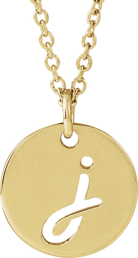 14K Yellow Script Initial J 16-18" Necklace 