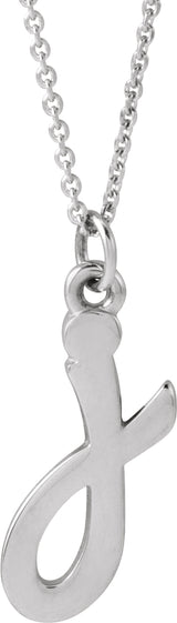 14K White Gold Petite Initial J 16" Necklace