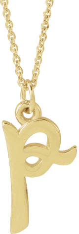 14K Yellow Petite Initial P 16" Necklace