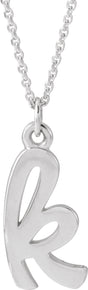 14K White Petite Initial K 16" Necklace