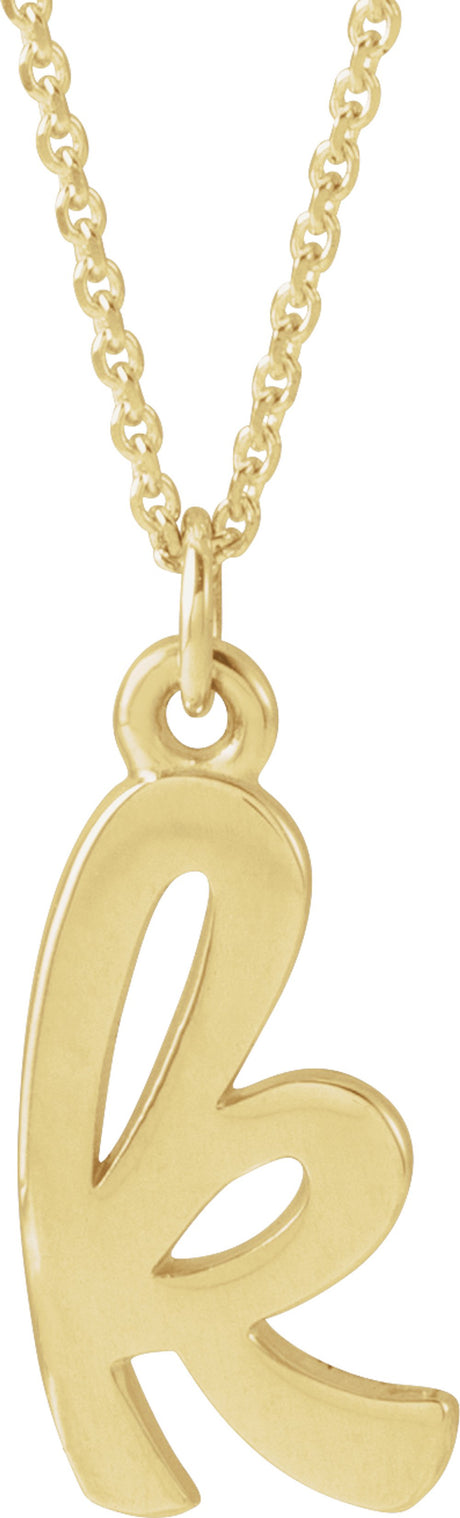 14K Yellow Petite Initial K 16" Necklace