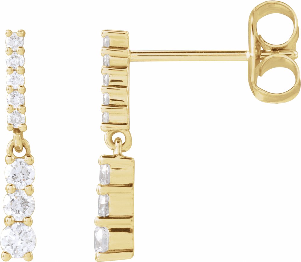 14K Yellow Gold 1/4 CTW Natural Diamond Dangle Earrings