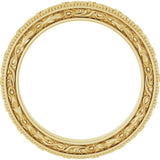 14K Yellow Gold 3 mm Milgrain Floral Flat Band Size 7