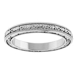 Sterling Silver 3 mm Milgrain Floral Flat Band Size 7