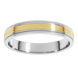 14K White/Yellow 4 mm Milgrain Flat Inlay Band Size 10