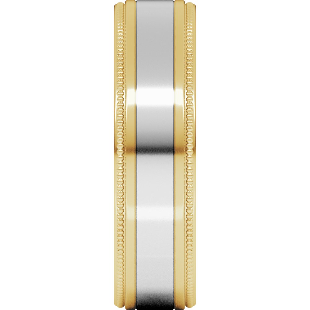 14K Yellow/White 6 mm Milgrain Inlay Flat Band Size 10