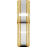 14K Yellow/White 6 mm Milgrain Inlay Flat Band Size 10