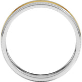 14K White/Yellow 6 mm Milgrain Inlay Flat Band Size 9