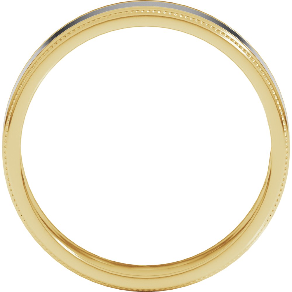 14K Yellow/White 6 mm Milgrain Inlay Flat Band Size 10