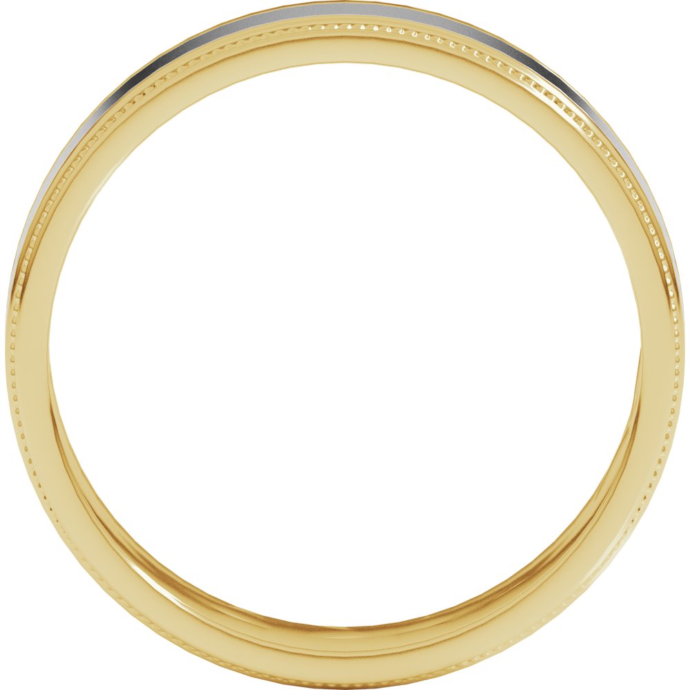 14K Yellow/White 6 mm Milgrain Flat Inlay Band Size 10