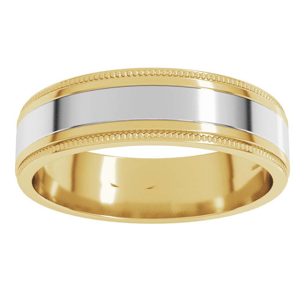 14K Yellow/White 6 mm Milgrain Inlay Flat Band Size 10