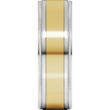 14K White/Yellow 7 mm Milgrain Inlay Flat Band Size 10