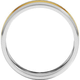 14K White/Yellow 7 mm Milgrain Inlay Flat Band Size 10