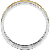 14K White/Yellow 7 mm Milgrain Flat Inlay Band Size 10