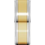 14K White/Yellow 8 mm Milgrain Flat Inlay Band Size 10