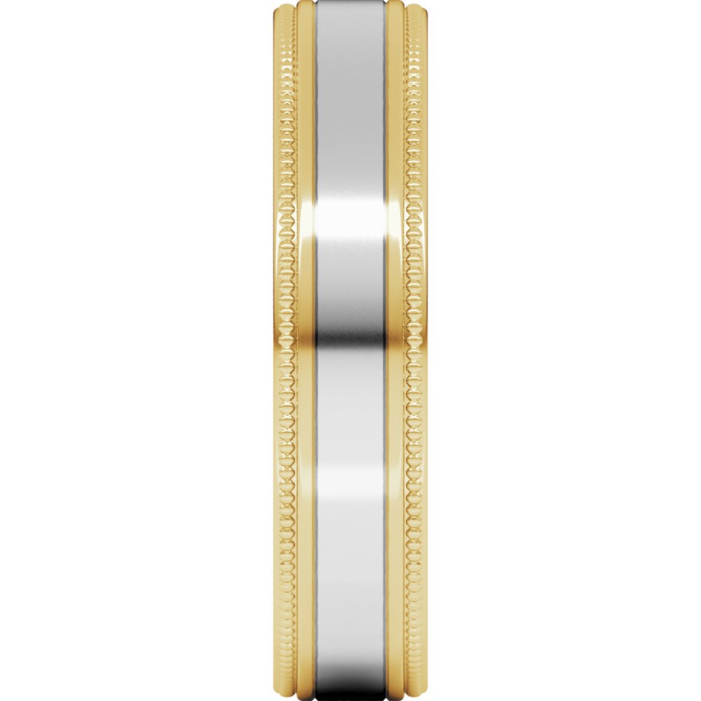 14K Yellow/White 5 mm Milgrain Inlay Flat Band Size 10