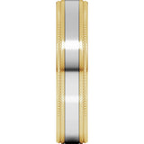 14K Yellow/White 5 mm Milgrain Inlay Flat Band Size 10