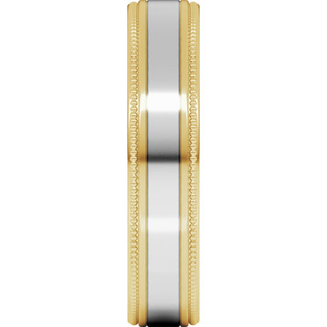 14K Yellow/White 5 mm Milgrain Inlay Flat Band Size 10