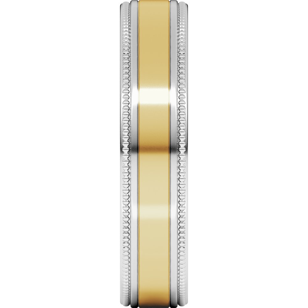 14K White/Yellow 5 mm Milgrain Flat Inlay Band