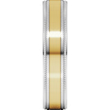 14K White/Yellow 5 mm Milgrain Flat Inlay Band