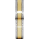 14K White/Yellow 5 mm Milgrain Inlay Flat Band Size 7