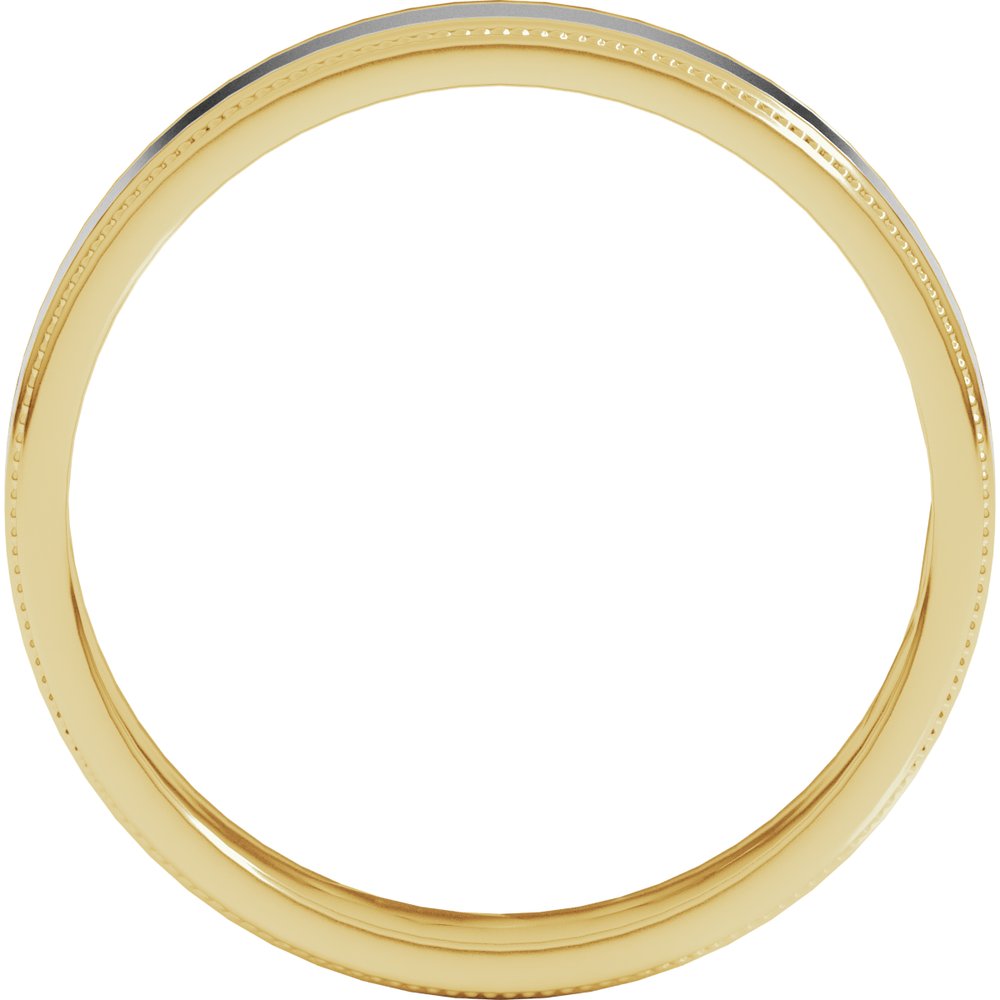 14K Yellow/White 5 mm Milgrain Inlay Flat Band Size 10