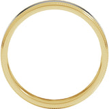 14K Yellow/White 5 mm Milgrain Inlay Flat Band Size 10
