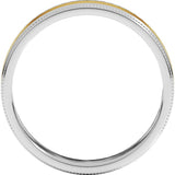 14K White/Yellow 5 mm Milgrain Inlay Flat Band Size 7