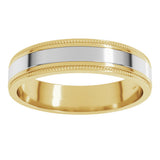 14K Yellow/White 5 mm Milgrain Inlay Flat Band Size 10