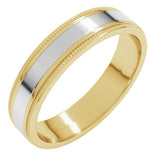 14K Yellow/White 5 mm Milgrain Inlay Flat Band Size 10