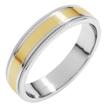 14K White/Yellow 5 mm Milgrain Flat Inlay Band Size 7